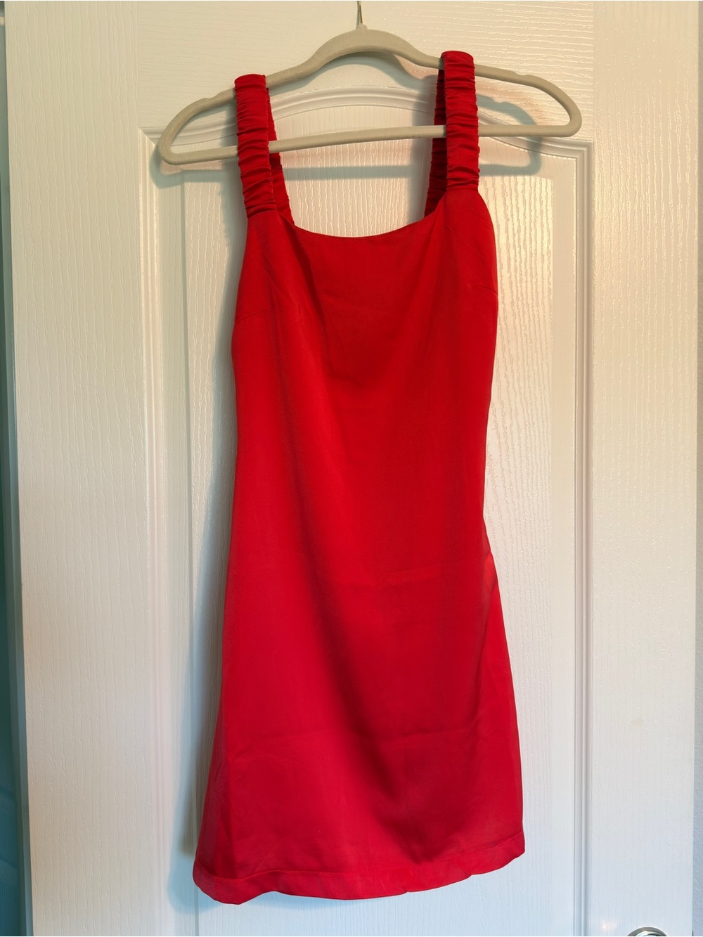 HYFVE Red Ruched-Strap Mini Dress
